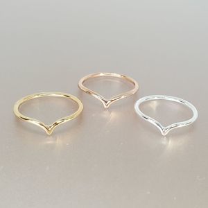 Dainty Stackable Chevron Ring -1 Ring